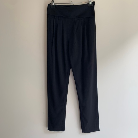 Aritzia Wilfred Tuxedo Pant High fold over Waist Straight leg Trouser Black - Picture 5 of 16